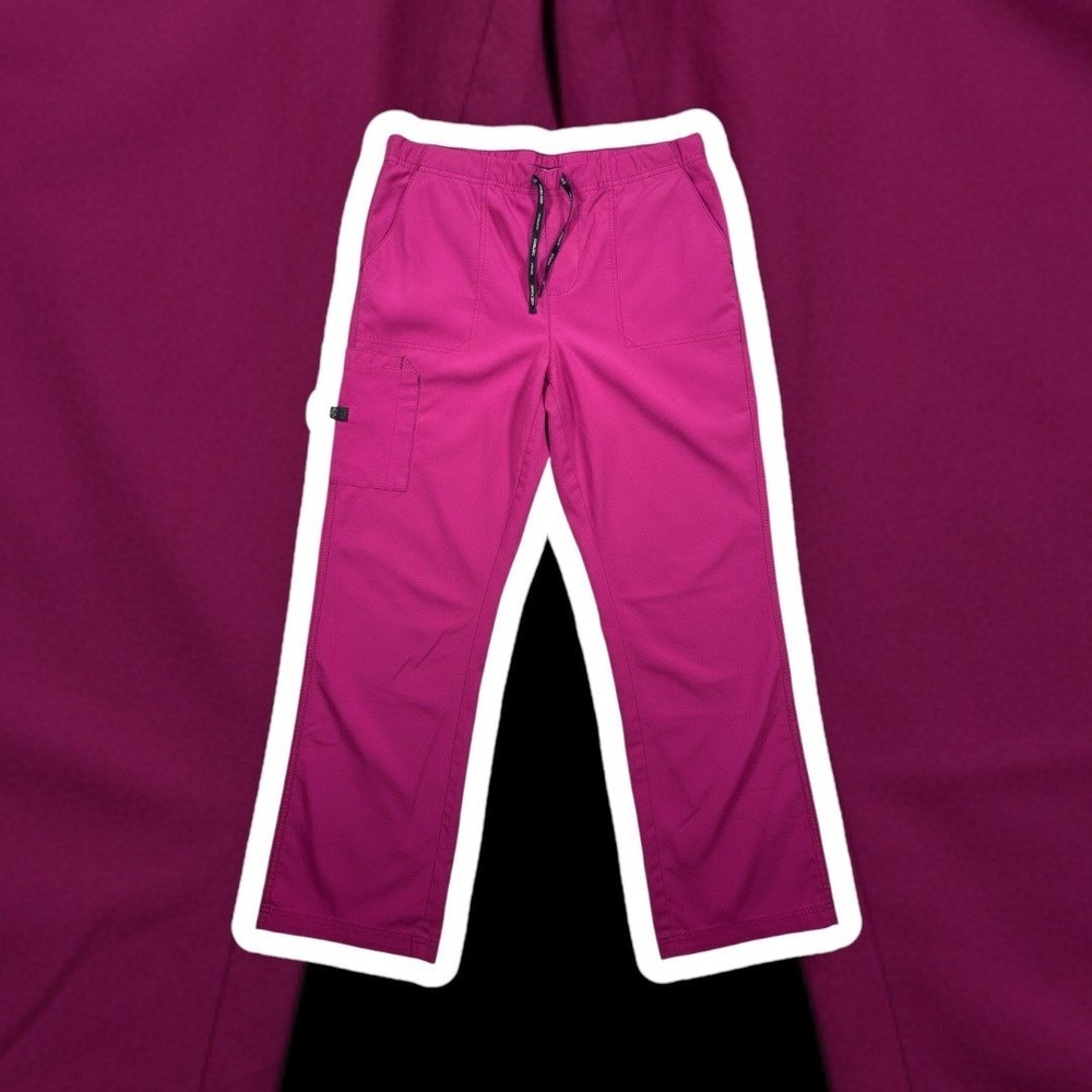 Carhartt Force Women Scrub Pants Pink Cargo Pocket Drawstring Workwear Bottoms L
